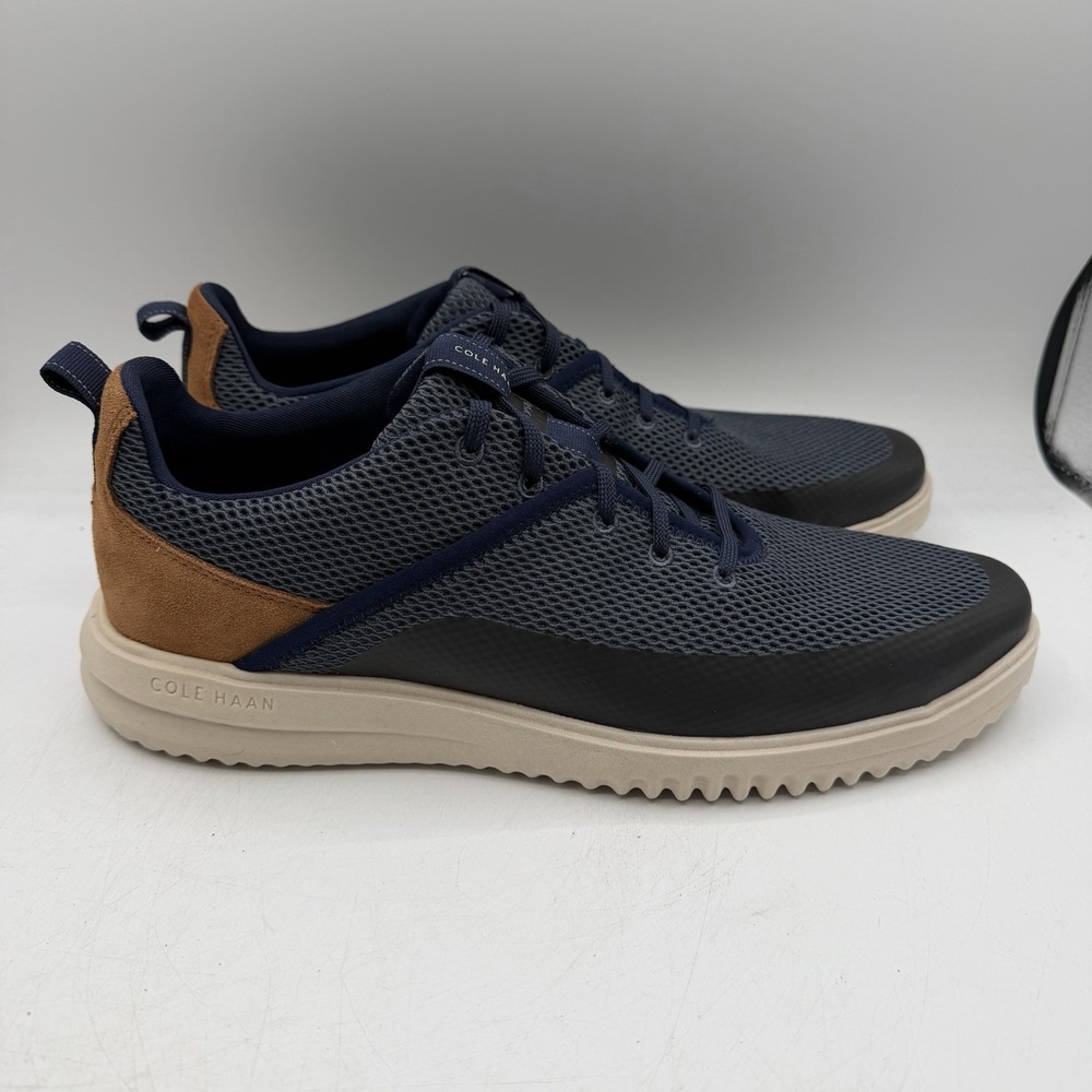 Cole Haan Grand+ Hybrid Sneakers Men Sz 8 M Navy Blue Woven Leather Shoes C39981